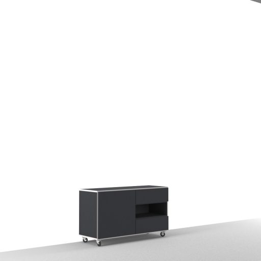 Karbonowa szafka na TV na kółkach 120cm z białymi krawędziami