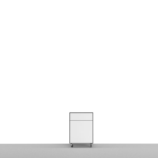 Kontenerek podbiurkowy (jedna szuflada i drzwi, wysokość 65cm, na kółkach)